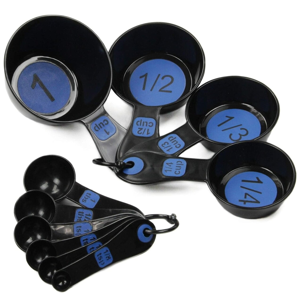Chef Craft 10 Piece Easy Read Measuring Cups & Spoons Set - Black / Blue